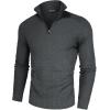 imagePJ PAUL JONES Mens Quarter Zip Sweaters Slim Fit Long Sleeve Casual Pullover Sweater Knit Textured Mock Neck Polo SweatersDark Grey