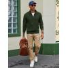 imagePJ PAUL JONES Mens Quarter Zip Sweaters Slim Fit Long Sleeve Casual Pullover Sweater Knit Textured Mock Neck Polo SweatersGreen