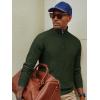 imagePJ PAUL JONES Mens Quarter Zip Sweaters Slim Fit Long Sleeve Casual Pullover Sweater Knit Textured Mock Neck Polo SweatersGreen