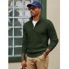imagePJ PAUL JONES Mens Quarter Zip Sweaters Slim Fit Long Sleeve Casual Pullover Sweater Knit Textured Mock Neck Polo SweatersGreen