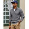imagePJ PAUL JONES Mens Quarter Zip Sweaters Slim Fit Long Sleeve Casual Pullover Sweater Knit Textured Mock Neck Polo SweatersGrey