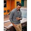 imagePJ PAUL JONES Mens Quarter Zip Sweaters Slim Fit Long Sleeve Casual Pullover Sweater Knit Textured Mock Neck Polo SweatersGrey