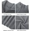 imagePJ PAUL JONES Mens Quarter Zip Sweaters Slim Fit Long Sleeve Casual Pullover Sweater Knit Textured Mock Neck Polo SweatersGrey
