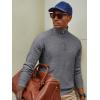imagePJ PAUL JONES Mens Quarter Zip Sweaters Slim Fit Long Sleeve Casual Pullover Sweater Knit Textured Mock Neck Polo SweatersGrey