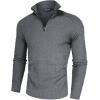 imagePJ PAUL JONES Mens Quarter Zip Sweaters Slim Fit Long Sleeve Casual Pullover Sweater Knit Textured Mock Neck Polo SweatersGrey