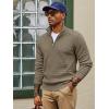 imagePJ PAUL JONES Mens Quarter Zip Sweaters Slim Fit Long Sleeve Casual Pullover Sweater Knit Textured Mock Neck Polo SweatersKhaki
