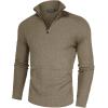 imagePJ PAUL JONES Mens Quarter Zip Sweaters Slim Fit Long Sleeve Casual Pullover Sweater Knit Textured Mock Neck Polo SweatersKhaki