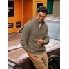 imagePJ PAUL JONES Mens Quarter Zip Sweaters Slim Fit Long Sleeve Casual Pullover Sweater Knit Textured Mock Neck Polo SweatersKhaki