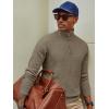 imagePJ PAUL JONES Mens Quarter Zip Sweaters Slim Fit Long Sleeve Casual Pullover Sweater Knit Textured Mock Neck Polo SweatersKhaki