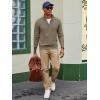 imagePJ PAUL JONES Mens Quarter Zip Sweaters Slim Fit Long Sleeve Casual Pullover Sweater Knit Textured Mock Neck Polo SweatersKhaki