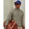 imagePJ PAUL JONES Mens Quarter Zip Sweaters Slim Fit Long Sleeve Casual Pullover Sweater Knit Textured Mock Neck Polo SweatersKhaki Green