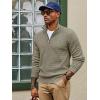 imagePJ PAUL JONES Mens Quarter Zip Sweaters Slim Fit Long Sleeve Casual Pullover Sweater Knit Textured Mock Neck Polo SweatersKhaki Green