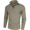 imagePJ PAUL JONES Mens Quarter Zip Sweaters Slim Fit Long Sleeve Casual Pullover Sweater Knit Textured Mock Neck Polo SweatersKhaki Green
