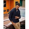 imagePJ PAUL JONES Mens Quarter Zip Sweaters Slim Fit Long Sleeve Casual Pullover Sweater Knit Textured Mock Neck Polo SweatersNavy Blue