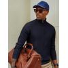 imagePJ PAUL JONES Mens Quarter Zip Sweaters Slim Fit Long Sleeve Casual Pullover Sweater Knit Textured Mock Neck Polo SweatersNavy Blue