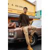imagePJ PAUL JONES Mens Sweater Crewneck Cable Knit Pullover Sweater Casual Twist Textured SweatersCoffee