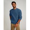 imagePJ PAUL JONES Mens Sweater Crewneck Cable Knit Pullover Sweater Casual Twist Textured SweatersGray Blue