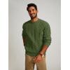 imagePJ PAUL JONES Mens Sweater Crewneck Cable Knit Pullover Sweater Casual Twist Textured SweatersGreen