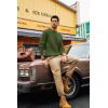 imagePJ PAUL JONES Mens Sweater Crewneck Cable Knit Pullover Sweater Casual Twist Textured SweatersGreen