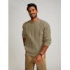 imagePJ PAUL JONES Mens Sweater Crewneck Cable Knit Pullover Sweater Casual Twist Textured SweatersKhaki