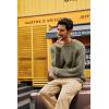 imagePJ PAUL JONES Mens Sweater Crewneck Knit Sweaters Casual Textured Pullover SweaterArmy Green