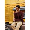 imagePJ PAUL JONES Mens Sweater Crewneck Knit Sweaters Casual Textured Pullover SweaterBurgundy