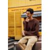 imagePJ PAUL JONES Mens Sweater Crewneck Knit Sweaters Casual Textured Pullover SweaterCoffee
