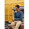 imagePJ PAUL JONES Mens Sweater Crewneck Knit Sweaters Casual Textured Pullover SweaterDenim Blue