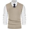 imagePJ PAUL JONES Mens Sweater Vest Wool Blended Knitted Vest Sweaters VNeck Sleeveless Pullover VestsApricot