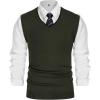 imagePJ PAUL JONES Mens Sweater Vest Wool Blended Knitted Vest Sweaters VNeck Sleeveless Pullover VestsArmy Green