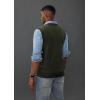 imagePJ PAUL JONES Mens Sweater Vest Wool Blended Knitted Vest Sweaters VNeck Sleeveless Pullover VestsArmy Green