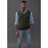 imagePJ PAUL JONES Mens Sweater Vest Wool Blended Knitted Vest Sweaters VNeck Sleeveless Pullover VestsArmy Green