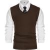imagePJ PAUL JONES Mens Sweater Vest Wool Blended Knitted Vest Sweaters VNeck Sleeveless Pullover VestsCoffee