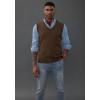 imagePJ PAUL JONES Mens Sweater Vest Wool Blended Knitted Vest Sweaters VNeck Sleeveless Pullover VestsCoffee