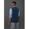 imagePJ PAUL JONES Mens Sweater Vest Wool Blended Knitted Vest Sweaters VNeck Sleeveless Pullover VestsDenim Blue