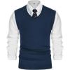 imagePJ PAUL JONES Mens Sweater Vest Wool Blended Knitted Vest Sweaters VNeck Sleeveless Pullover VestsDenim Blue