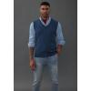 imagePJ PAUL JONES Mens Sweater Vest Wool Blended Knitted Vest Sweaters VNeck Sleeveless Pullover VestsDenim Blue