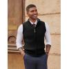 imagePJ PAUL JONES Mens Sweater Vests Slim Fit Twill Textured Full Zip Sleeveless Vests Casual OutwearBlack