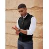 imagePJ PAUL JONES Mens Sweater Vests Slim Fit Twill Textured Full Zip Sleeveless Vests Casual OutwearBlack