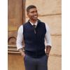imagePJ PAUL JONES Mens Sweater Vests Slim Fit Twill Textured Full Zip Sleeveless Vests Casual OutwearNavy Blue
