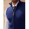 imagePJ PAUL JONES Mens Sweater Vests Slim Fit Twill Textured Full Zip Sleeveless Vests Casual OutwearRoyal Blue