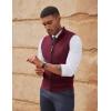 imagePJ PAUL JONES Mens Sweater Vests Slim Fit Twill Textured Full Zip Sleeveless Vests Casual OutwearWine Red