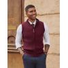 imagePJ PAUL JONES Mens Sweater Vests Slim Fit Twill Textured Full Zip Sleeveless Vests Casual OutwearWine Red