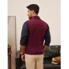 imagePJ PAUL JONES Mens Sweater Vests Slim Fit Twill Textured Full Zip Sleeveless Vests Casual OutwearWine Red