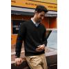 imagePJ PAUL JONES Mens V Neck Pullover Lightweight Wool Blend Long Sleeve Knit SweaterBlack