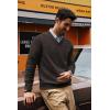 imagePJ PAUL JONES Mens V Neck Pullover Lightweight Wool Blend Long Sleeve Knit SweaterDark Khaki