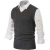 imagePJ PAUL JONES Mens V Neck Sweater Vest Cable Knitted Pullover Sweaters VestBlack Grey