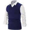 imagePJ PAUL JONES Mens V Neck Sweater Vest Cable Knitted Pullover Sweaters VestBlue
