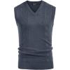 imagePJ PAUL JONES Mens V Neck Sweater Vest Cable Knitted Pullover Sweaters VestDark Blue
