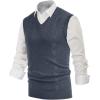 imagePJ PAUL JONES Mens V Neck Sweater Vest Cable Knitted Pullover Sweaters VestDark Blue